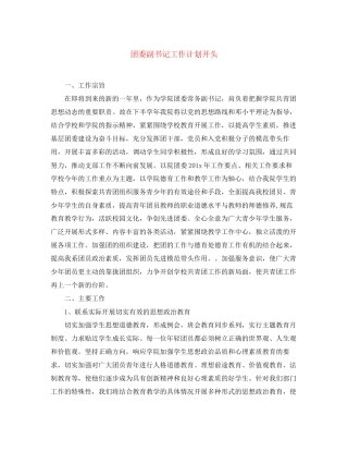 团委副书记工作计划开头