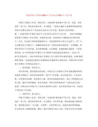 街道环境卫生整治年工作总结及年工作计划