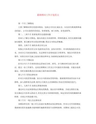 顾问工作计划范文