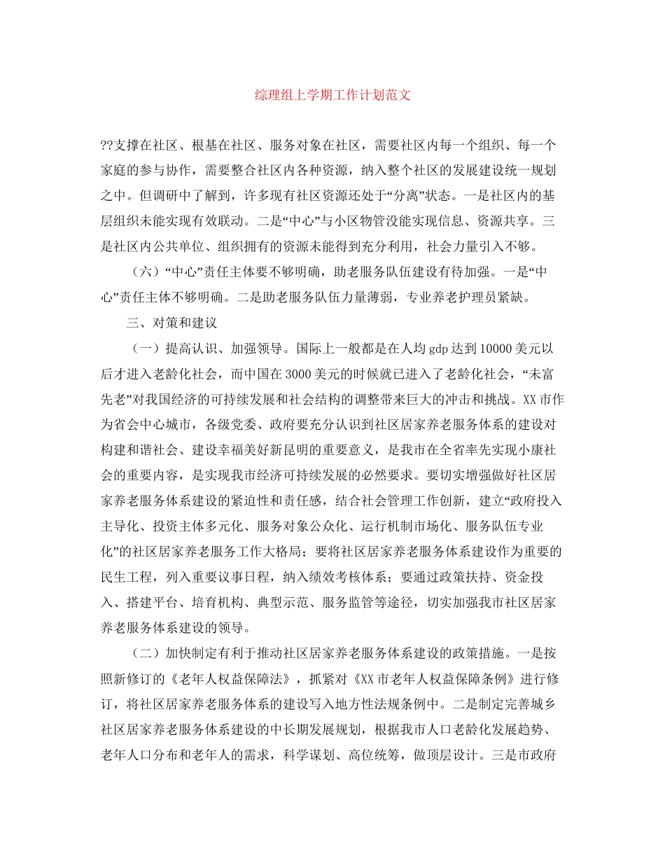 综理组上学期工作计划范文_第1页