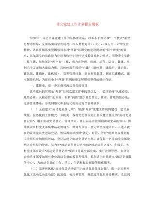 非公党建工作计划报告模板