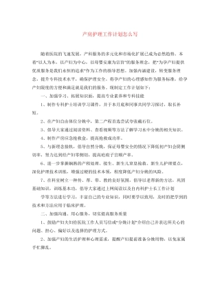 产房护理工作计划怎么写