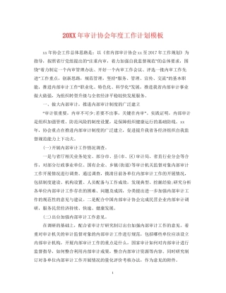 审计协会年度工作计划模板