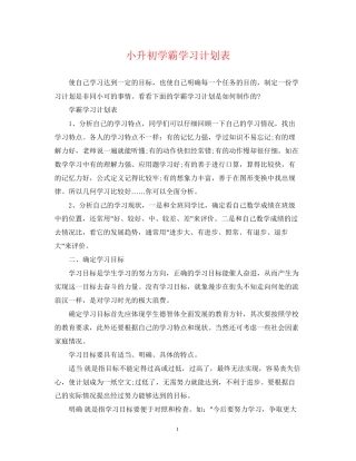 小升初学霸学习计划表