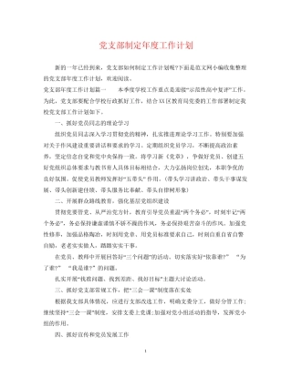 党支部制定年度工作计划