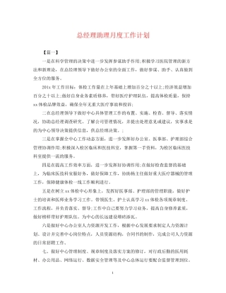 总经理助理月度工作计划2