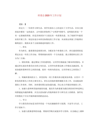 班委会年工作计划