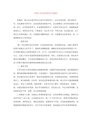 任教工作总结及研究计划报告2