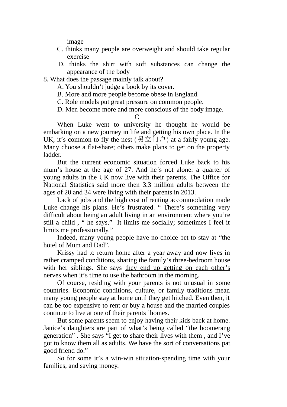 高二英语月考试题_第3页