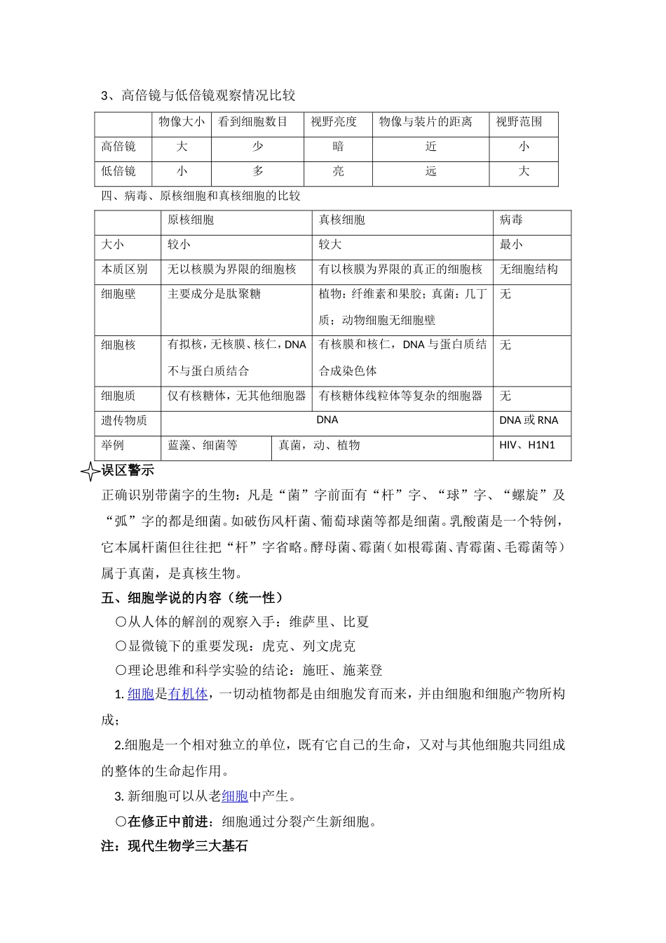 高三生物知识点总结：必修1第1节走近细胞_第2页