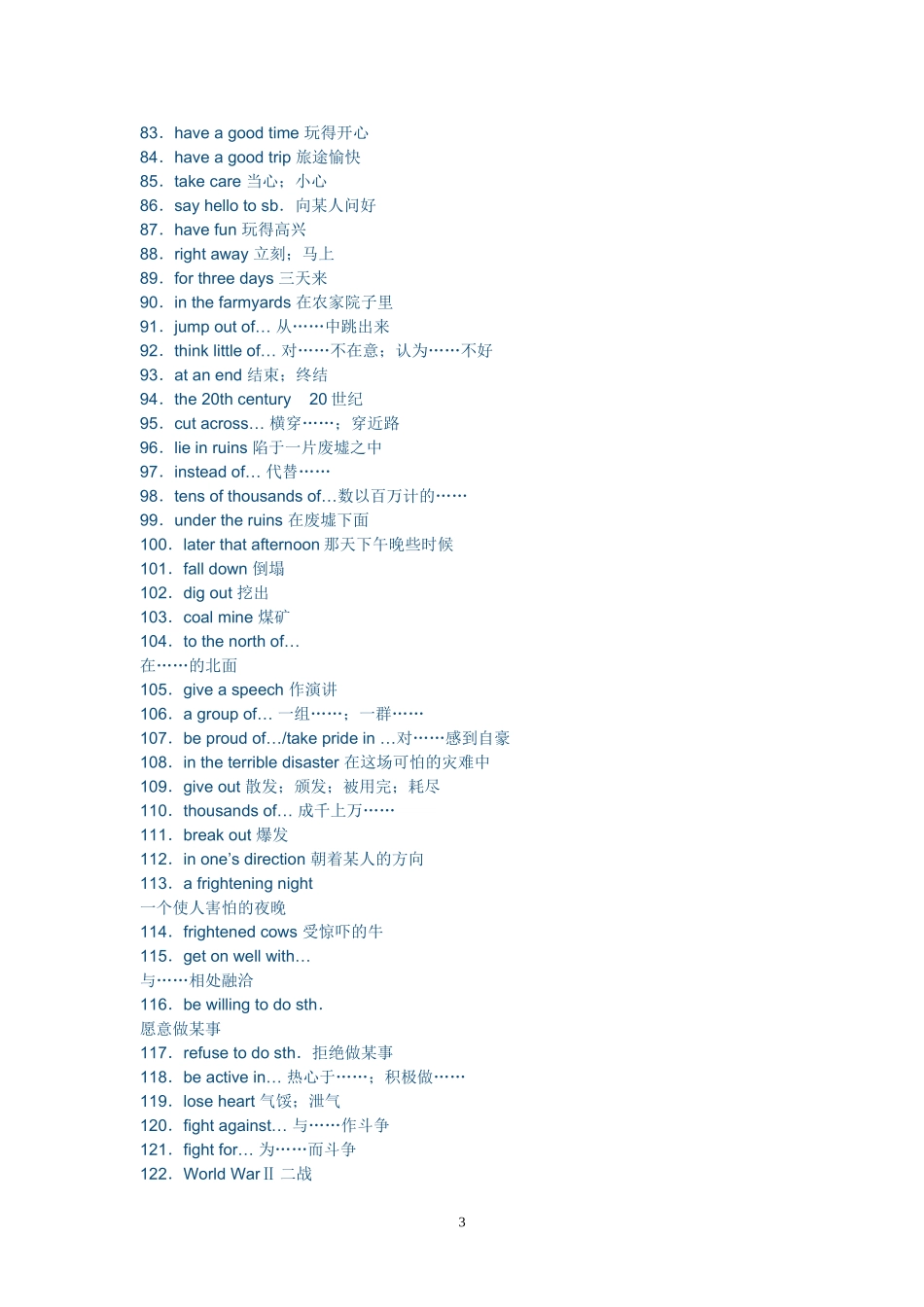 高一英语必修1短语_第3页