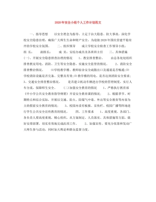 2020年安全小组个人工作计划范文