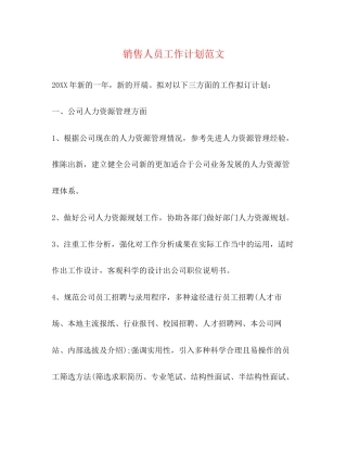 销售人员工作计划范文2)
