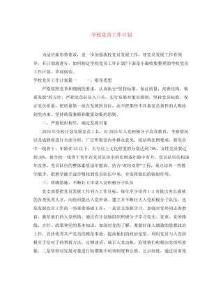 学校党员工作计划