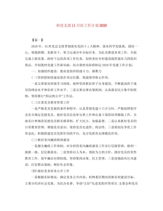 村党支部11月份工作计划