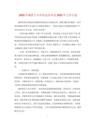 城管个人年终总结以及工作计划2