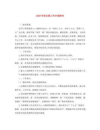 2020年党支部工作计划样本