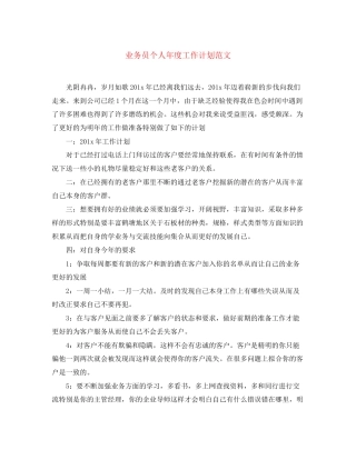 业务员个人年度工作计划范文