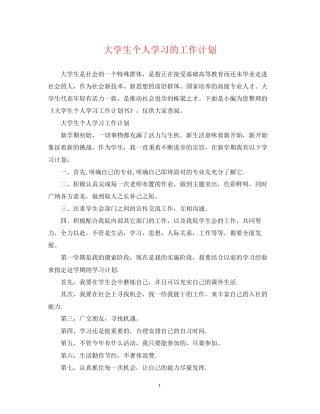 大学生个人学习的工作计划