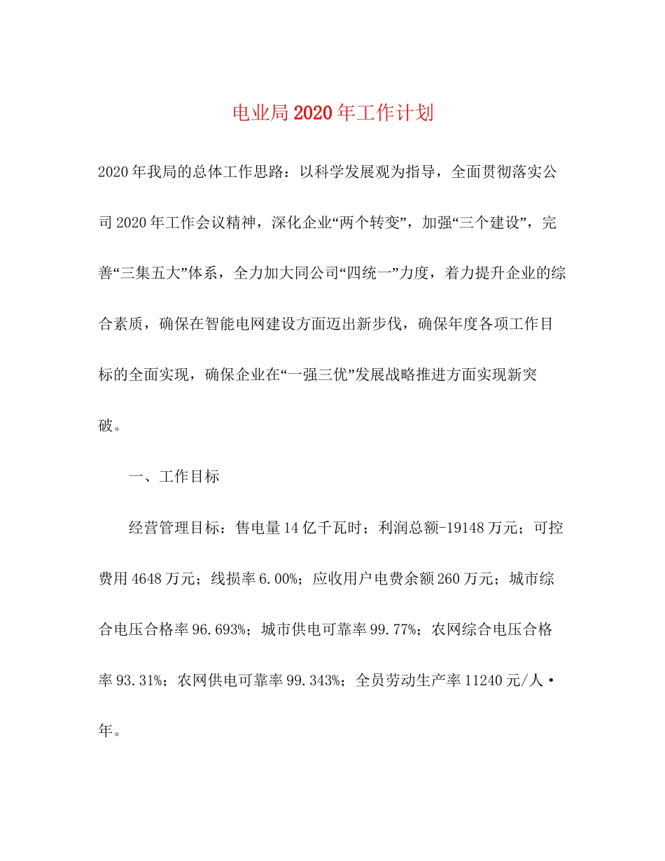 电业局年工作计划_第1页
