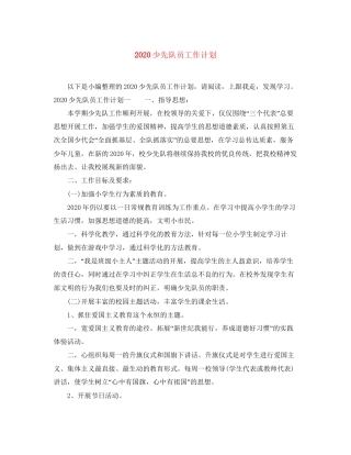 少先队员工作计划