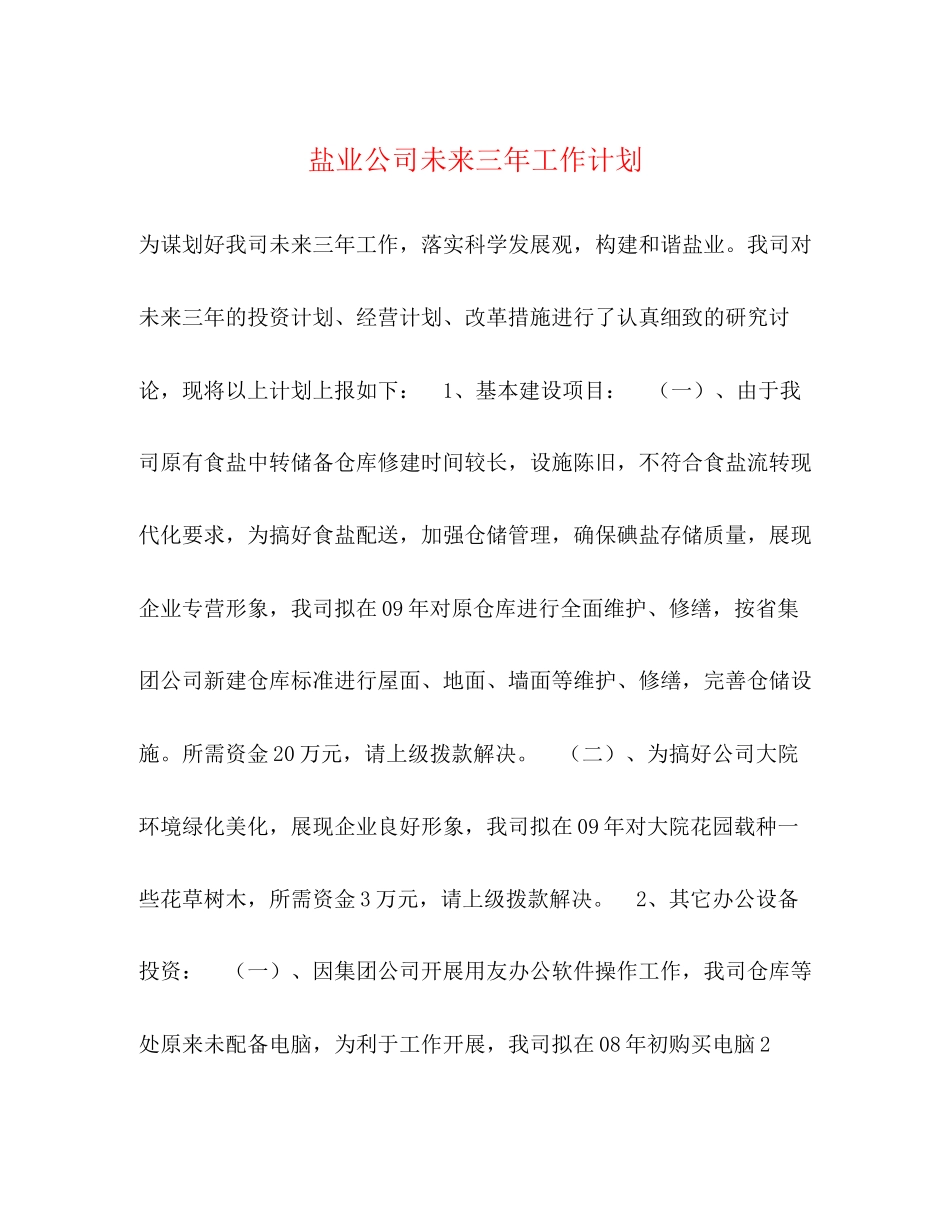 盐业公司未来三年工作计划_第1页