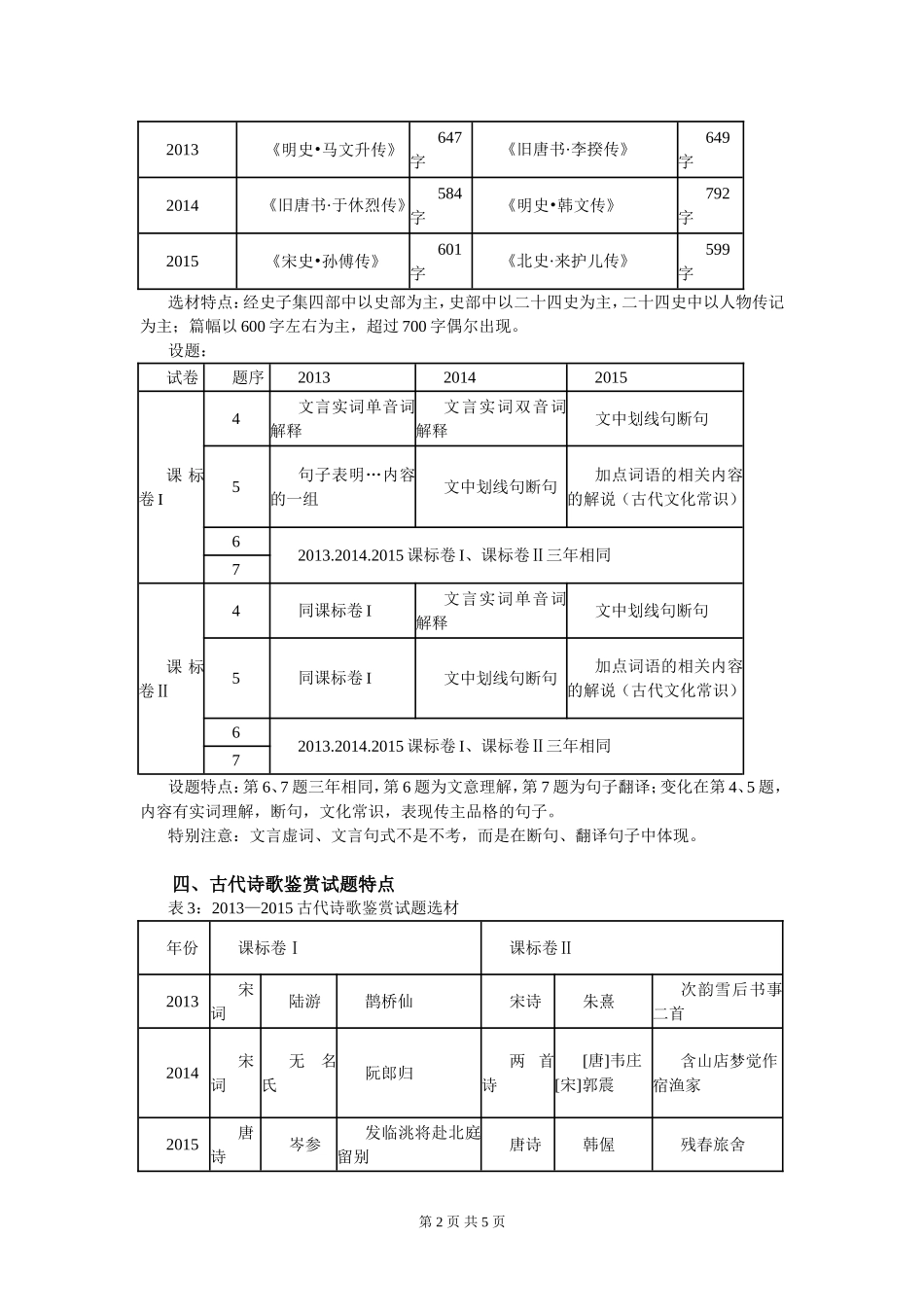 近三年全国新课标卷I、卷II语文试题研究_第2页