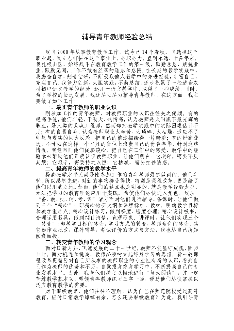 辅导青年教师经验总结 (2)_第1页