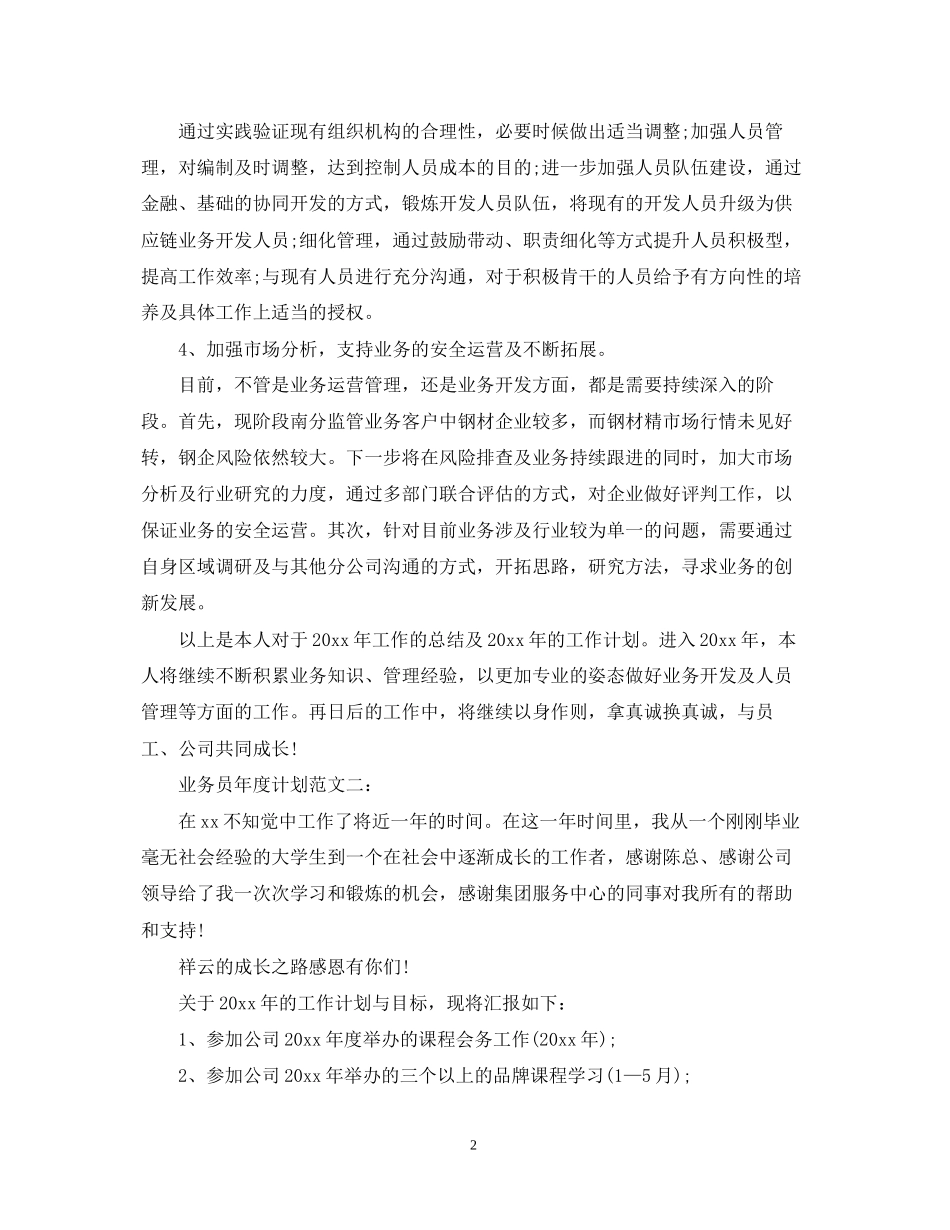 业务员年度计划范文3篇2_第2页