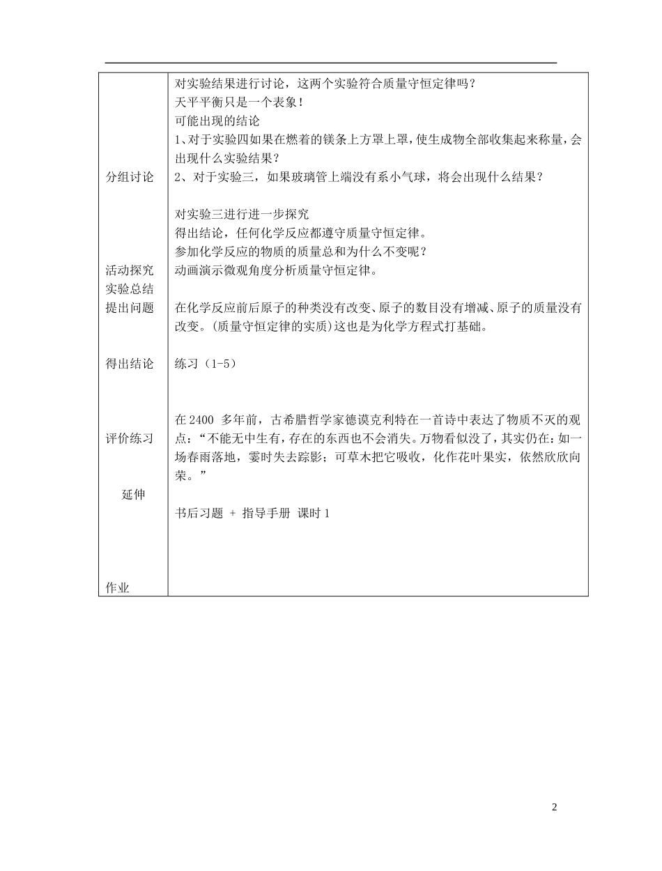 质量守恒定律教学设计_第2页