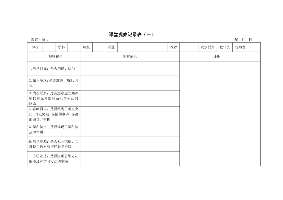 课堂观察记录表_第1页