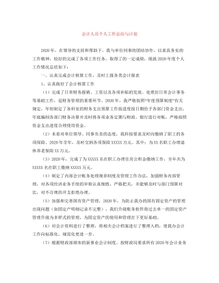 会计人员个人工作总结与计划
