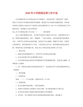 2020年小学校园足球工作计划