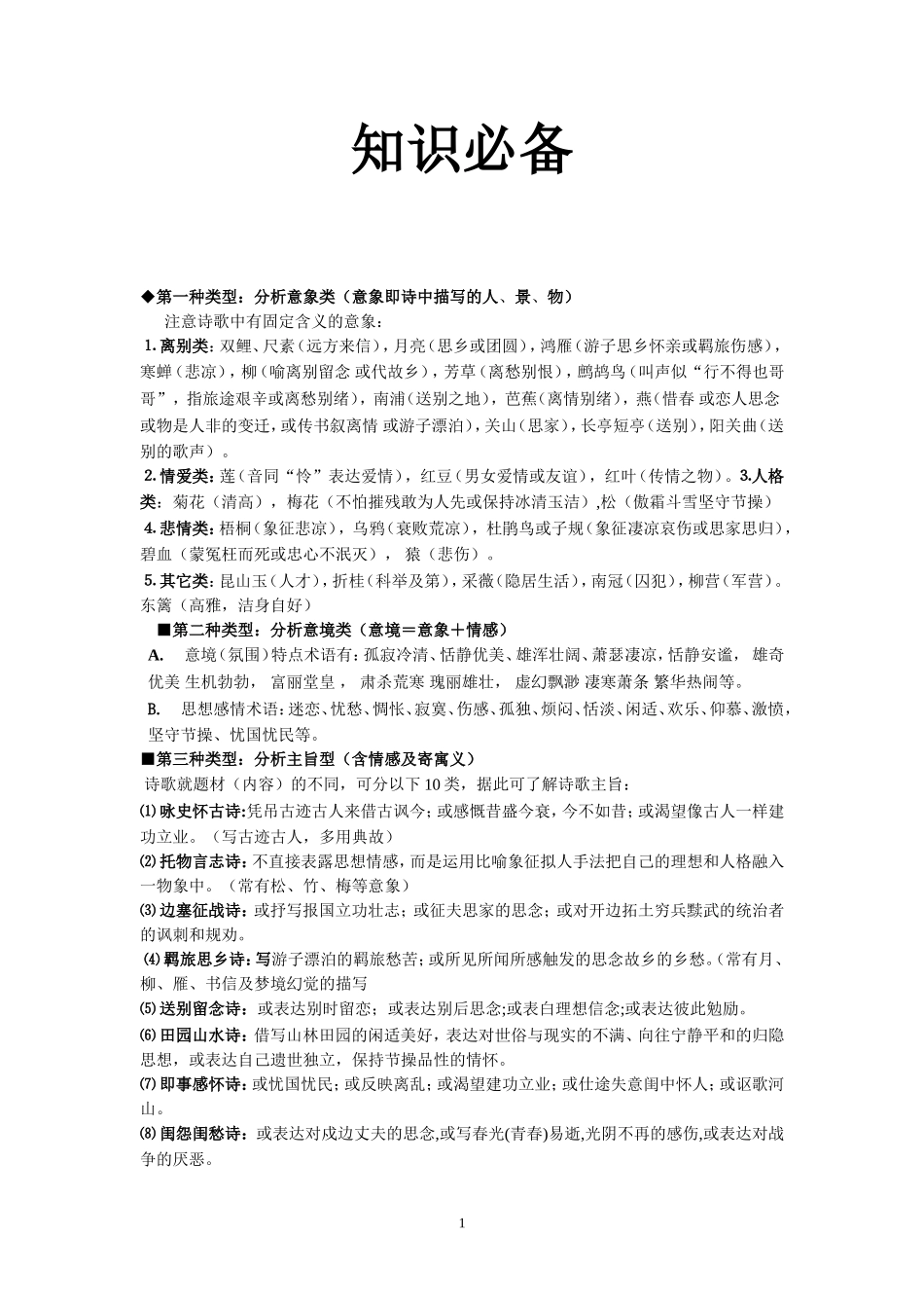 诗歌知识归类_第1页