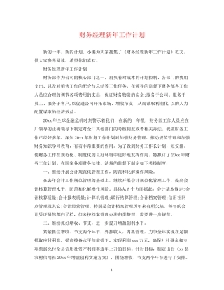 财务经理新年工作计划