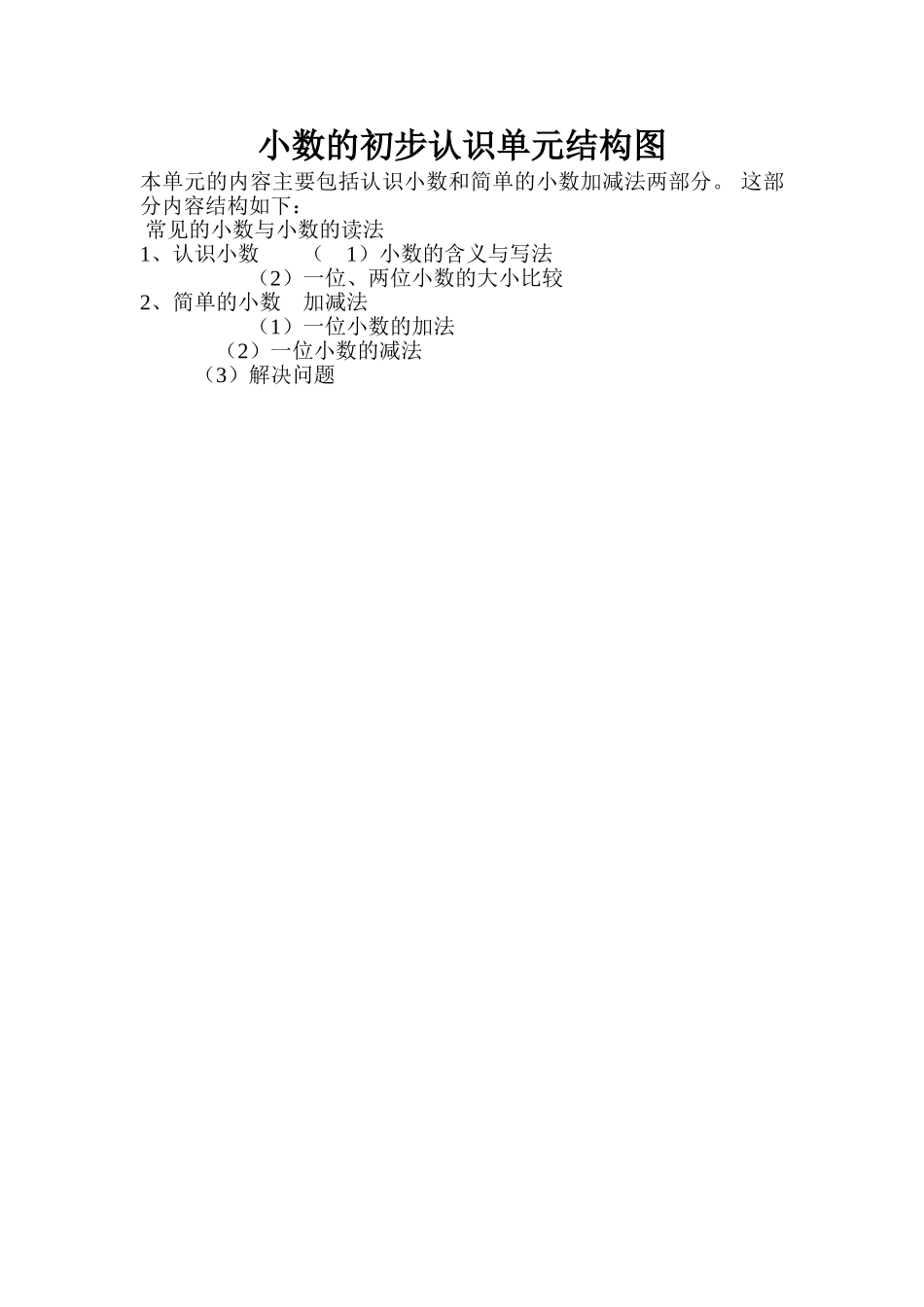 认识小数单元知识结构MicrosoftWord文档_第1页