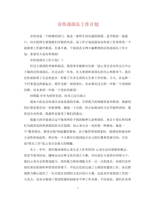 宣传部部长工作计划