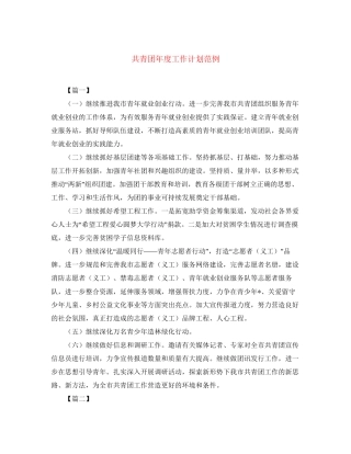 共青团年度工作计划范例