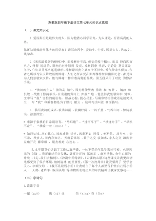 苏教版四年级下册语文第七单元知识点梳理