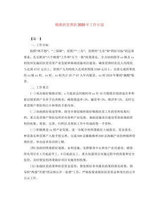 精准扶贫帮扶年工作计划