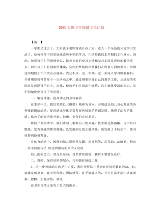 大班卫生保健工作计划