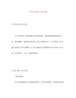 小学少先队工作计划5