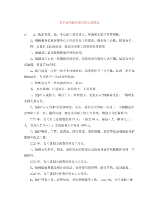 关于公司的年度工作计划范文