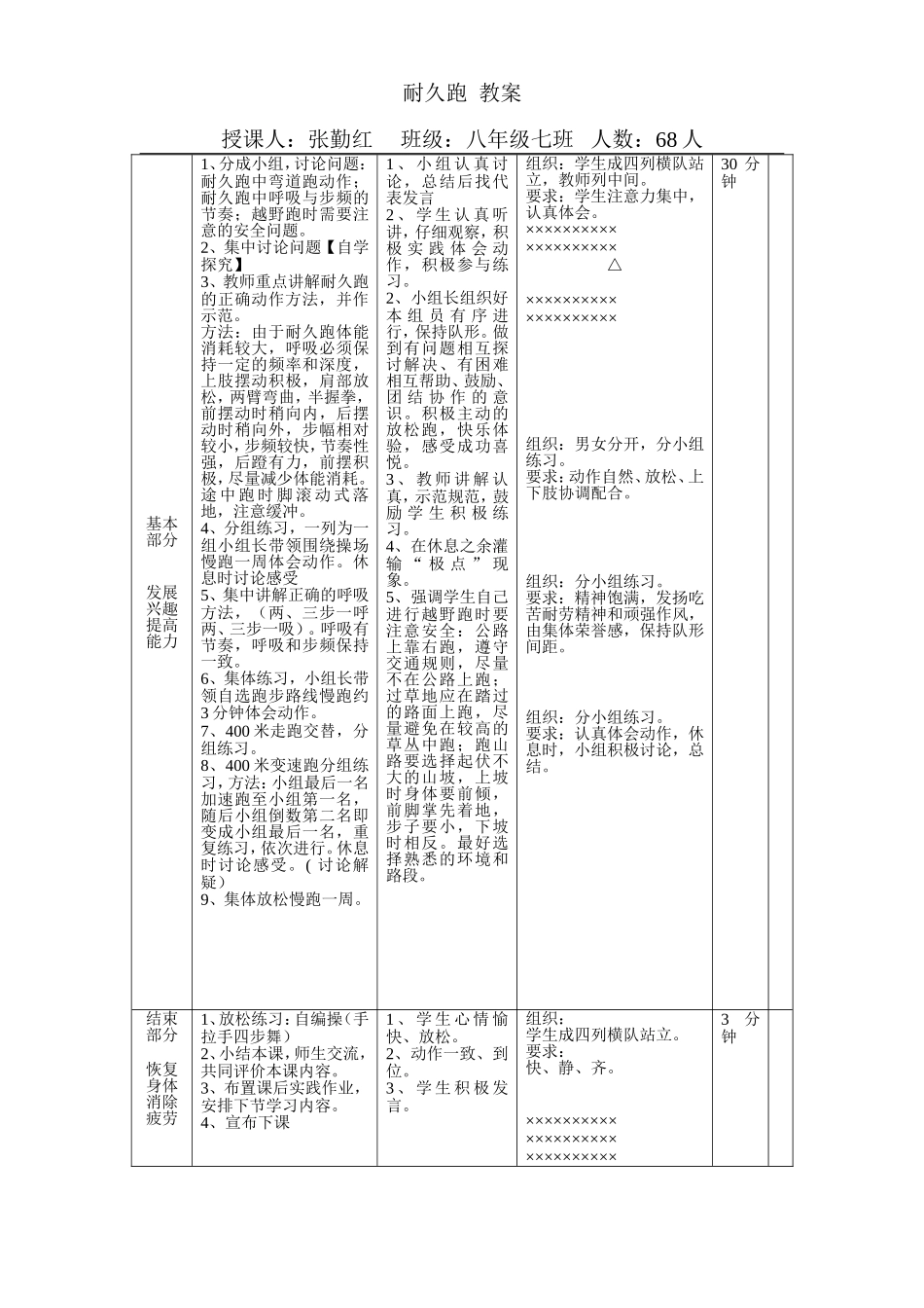耐久跑教学设计及反思_第2页