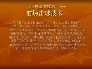 羽毛球技术《前场击球技术》