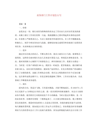 业务部门工作计划怎么写