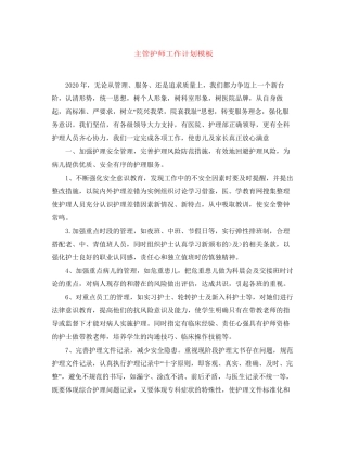 主管护师工作计划模板