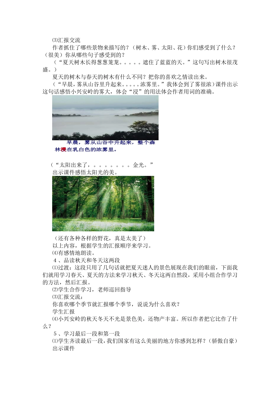 美丽的小兴安岭教学设计_第3页