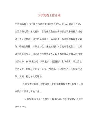 大学党委工作计划