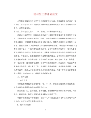 实习生工作计划范文